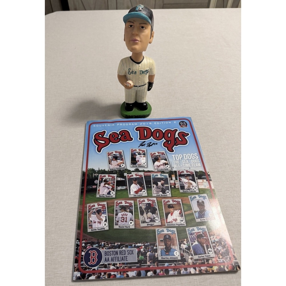 Josh Beckett Bobblehead Portland Sea Dogs MLBPA 2001 + 2018 Program Signed